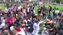 Mass inhalation of laughing gas at Parliament, London
