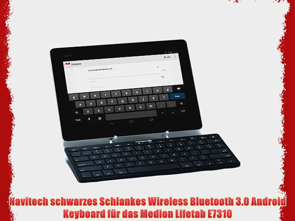 Navitech schwarzes Schlankes Wireless Bluetooth 3.0 Android Keyboard f?r das Medion Lifetab