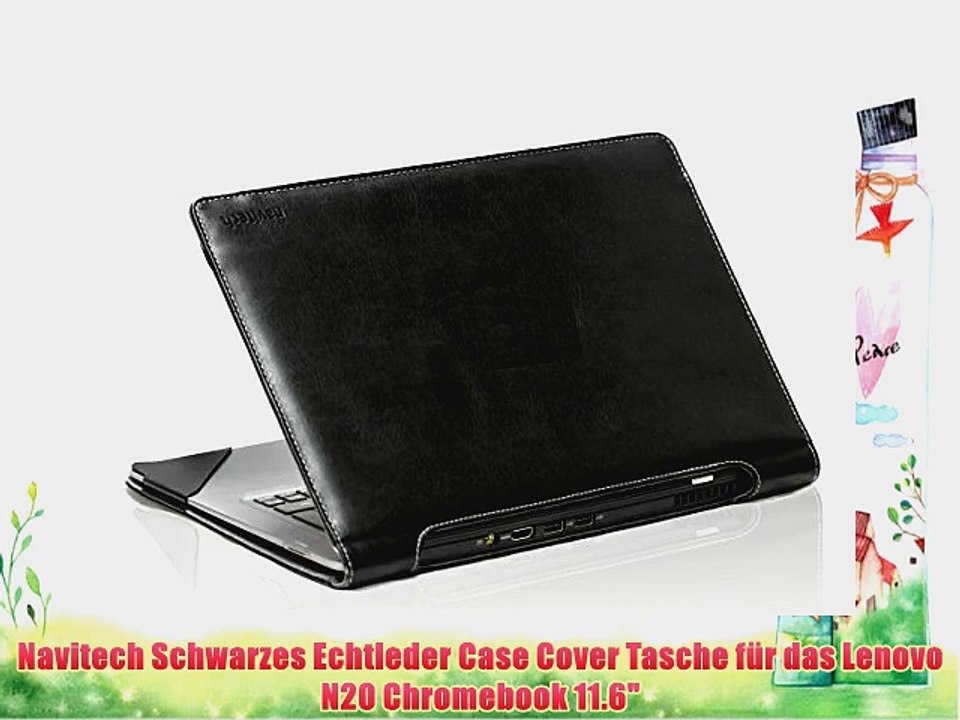 Navitech Schwarzes Echtleder Case Cover Tasche f?r das Lenovo N20 Chromebook 11.6