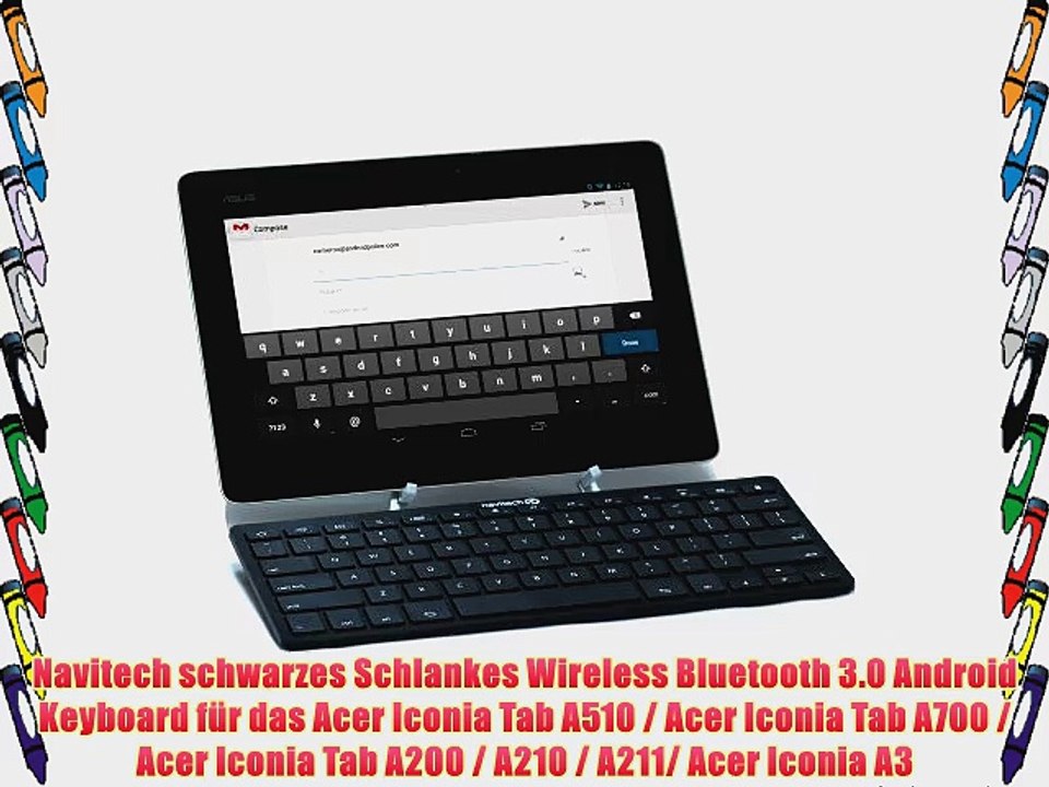 Navitech schwarzes Schlankes Wireless Bluetooth 3.0 Android Keyboard f?r das Acer Iconia Tab