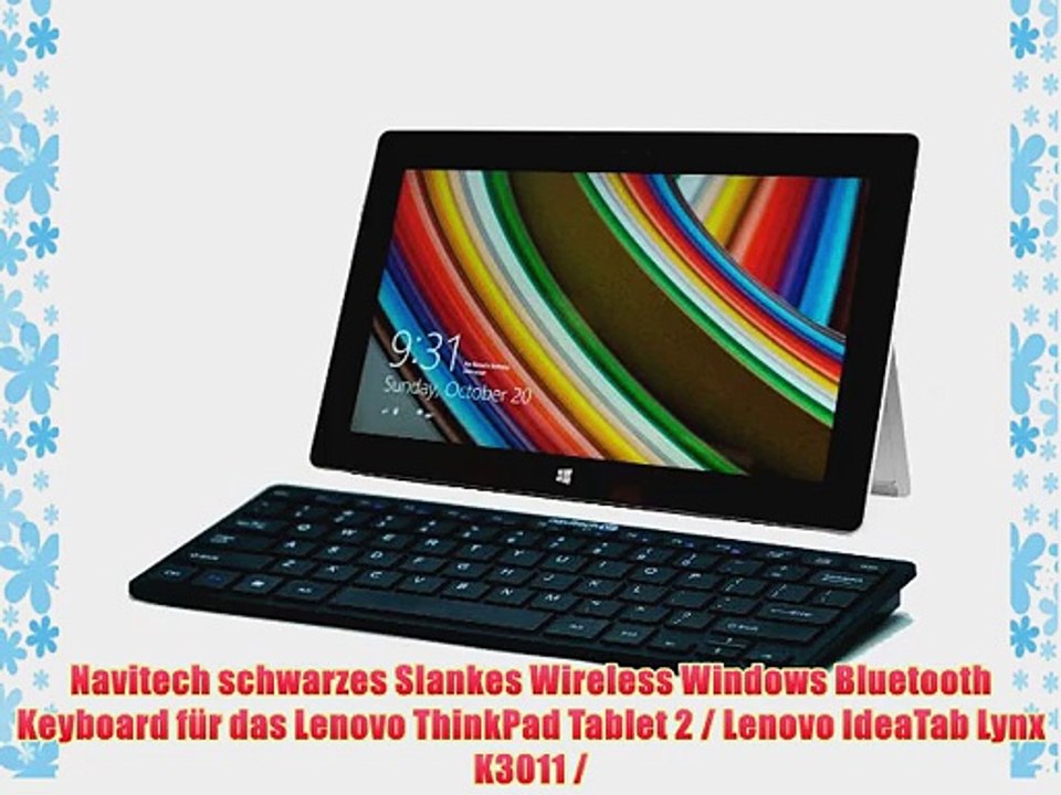 Navitech schwarzes Slankes Wireless Windows Bluetooth Keyboard f?r das Lenovo ThinkPad Tablet