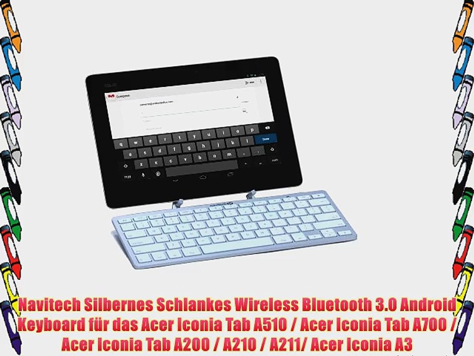 Navitech Silbernes Schlankes Wireless Bluetooth 3.0 Android Keyboard f?r das Acer Iconia Tab