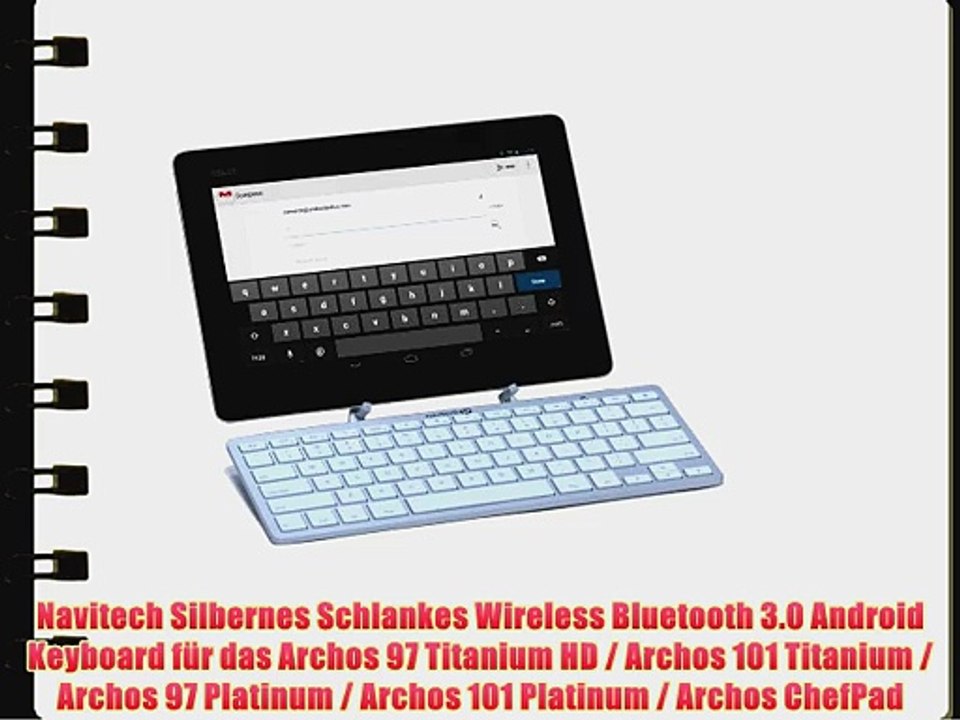 Navitech Silbernes Schlankes Wireless Bluetooth 3.0 Android Keyboard f?r das Archos 97 Titanium