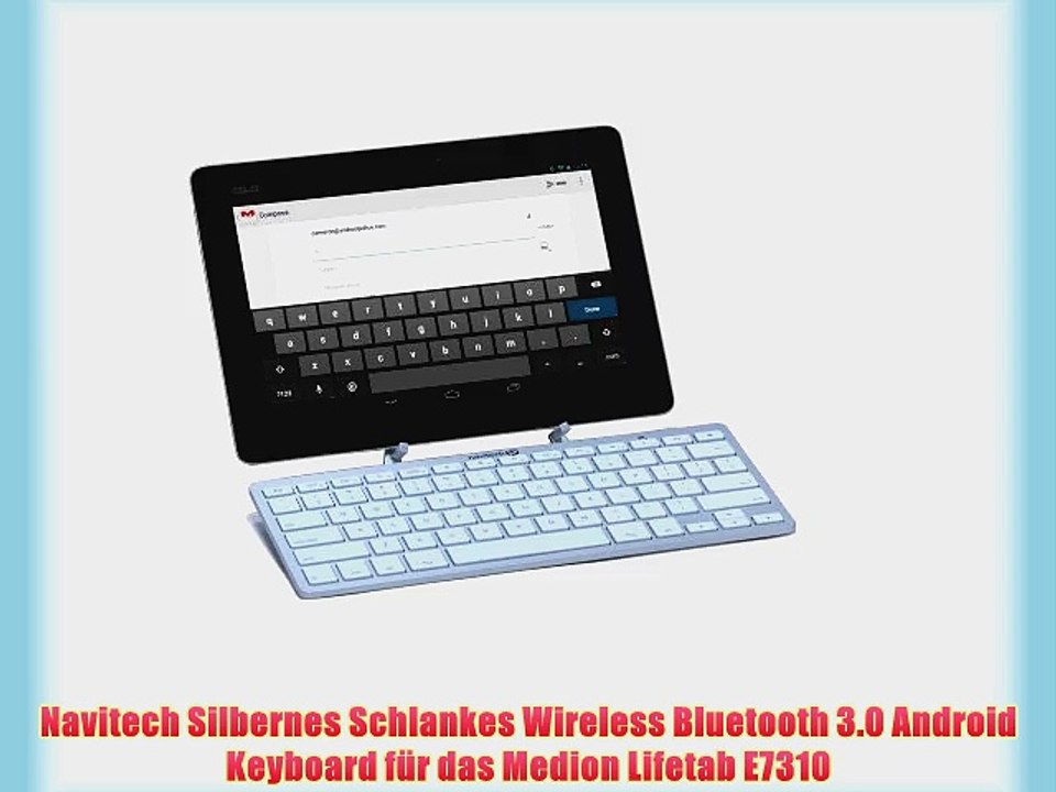 Navitech Silbernes Schlankes Wireless Bluetooth 3.0 Android Keyboard f?r das Medion Lifetab