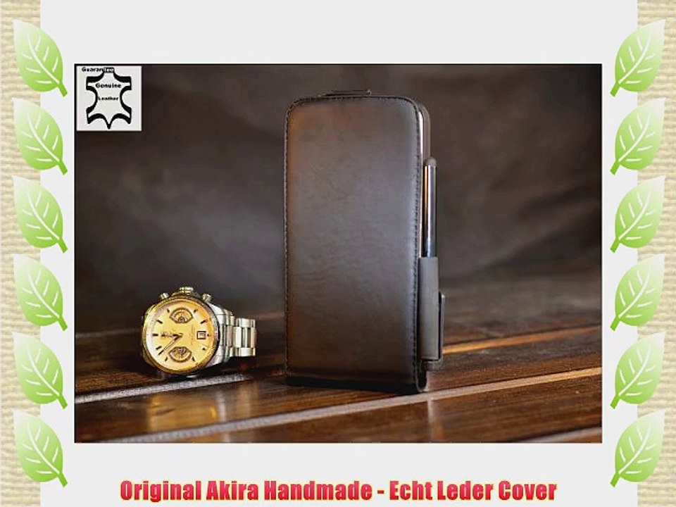 Original Akira Hand Made Echt Leder HTC One Cover Handgemacht Case Schutzh?lle Etui Flip Wallet