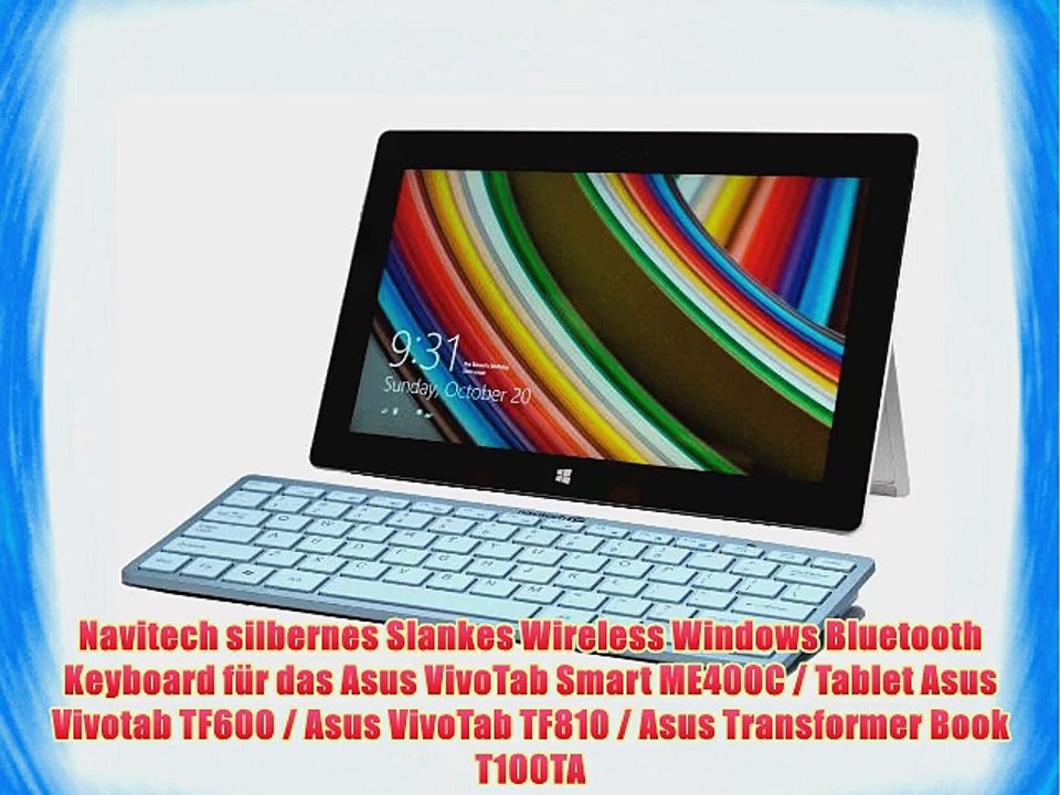 Navitech silbernes Slankes Wireless Windows Bluetooth Keyboard f?r das Asus VivoTab Smart ME400C