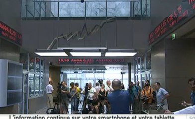 La réouverture de la bourse d'Athènes vue par nos télés, en 42 secondes