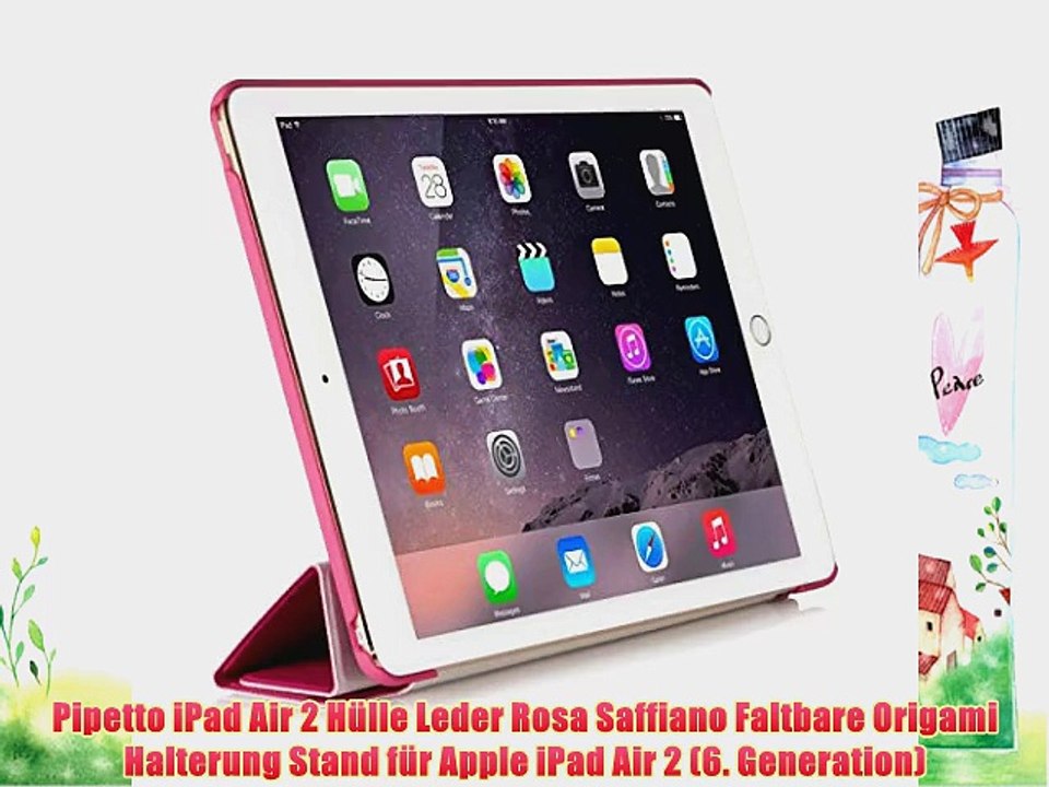 Pipetto iPad Air 2 H?lle Leder Rosa Saffiano Faltbare Origami Halterung Stand f?r Apple iPad