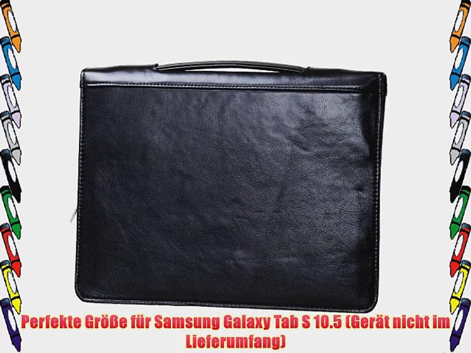 Praktische Ledermappe f?r Ihren Samsung Galaxy Tab S 10.5 mit Griff und Au?entasche. passend