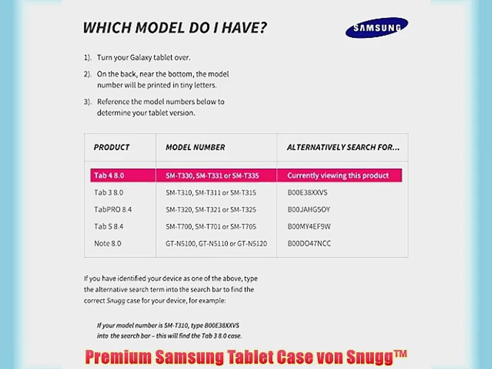 Snugg? Galaxy Tab 4 8 Zoll H?lle (Lila) - Smart Case mit lebenslanger Garantie