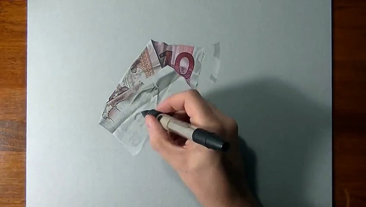 How I draw a folded ten euro note