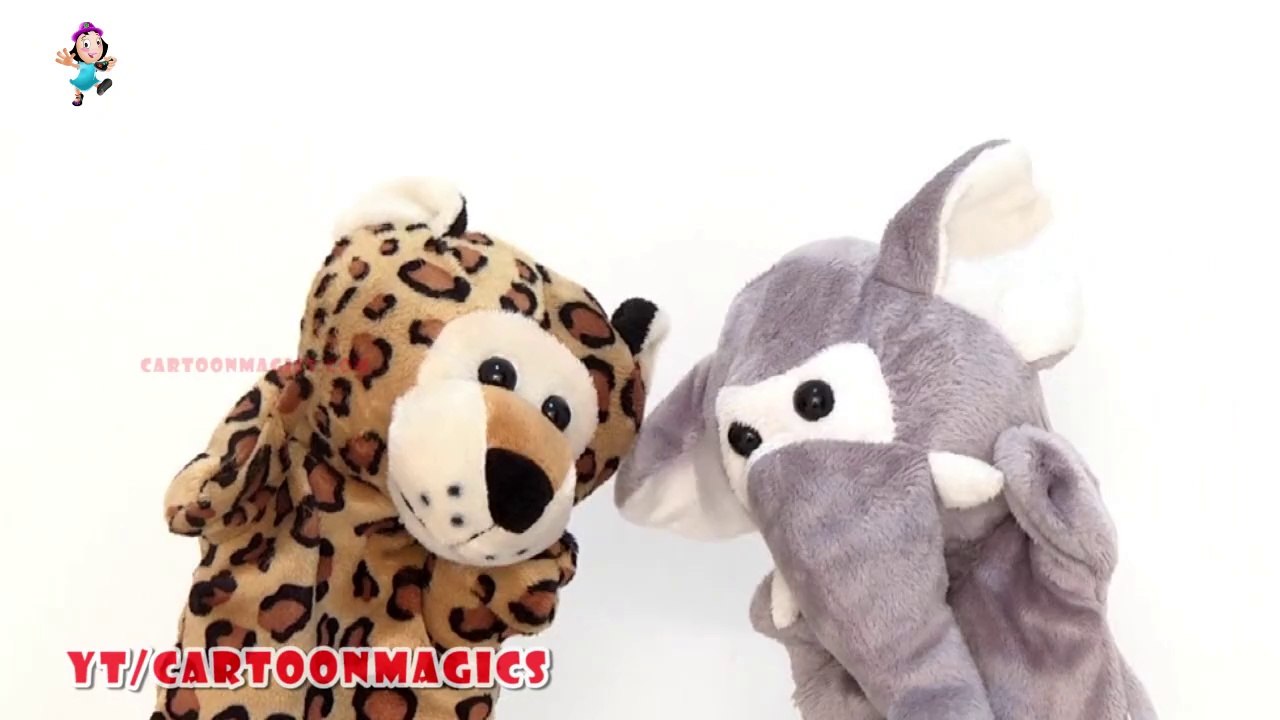 Row Row Row Your Boat - Funny Tiger & Elephant puppets Songs Learning English Kids