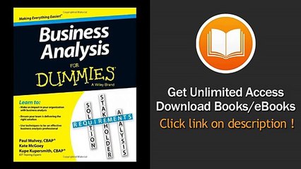 [Download PDF] Business Analysis For Dummies