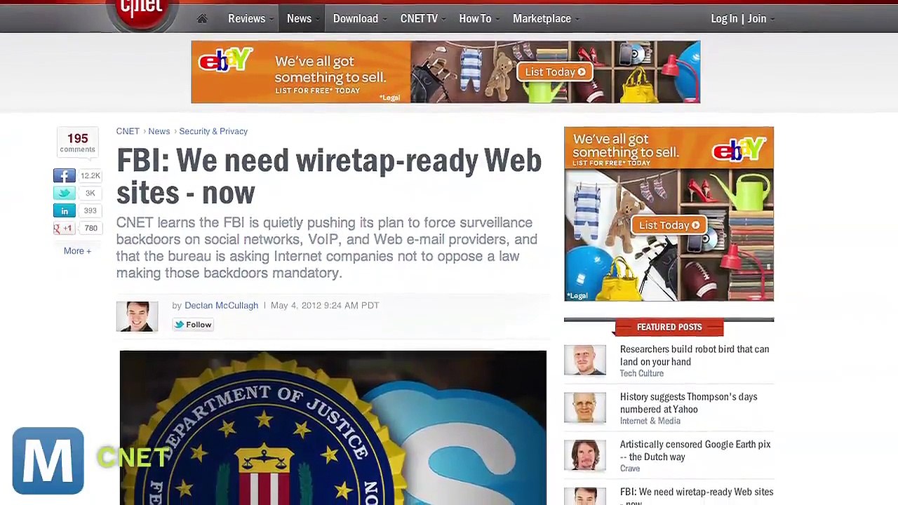 FBI Wants to Wiretap Websites, Social Media