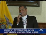 Manifestantes que van al paro nacional no tienen apoyo popular, según Correa