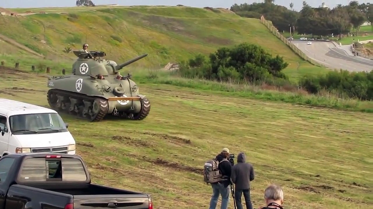 Restored WW2 M4 Sherman Tank Gun shoots