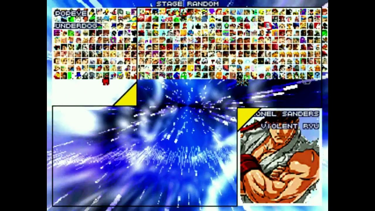 MUGEN Fraps Test - Popeye & Underdog vs. Colonel Sanders & Violent Ryu