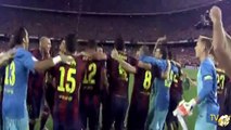 احتفالات لاعبين نادي برشلونة بالفوز بلقب كأس ملك اسبانيا 2015 في ملعب الكامب نو HD