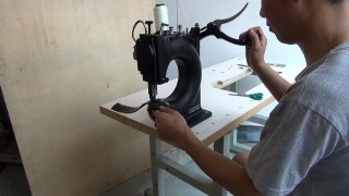 Hand crank leather sewing machine