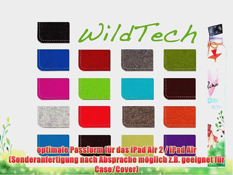 WildTech Sleeve f?r iPad Air 2 / iPad Air H?lle Tasche - 17 Farben (made in Germany) - Azure