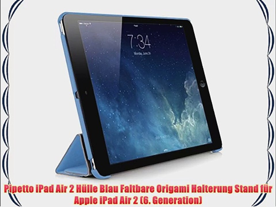 Pipetto iPad Air 2 H?lle Blau Faltbare Origami Halterung Stand f?r Apple iPad Air 2 (6. Generation)
