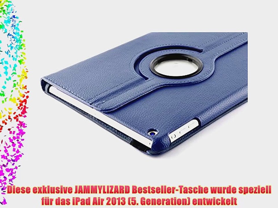 JAMMYLIZARD | 360 Grad rotierende Ledertasche H?lle f?r iPad Air 2013 (5. Generation) DUNKELBLAU