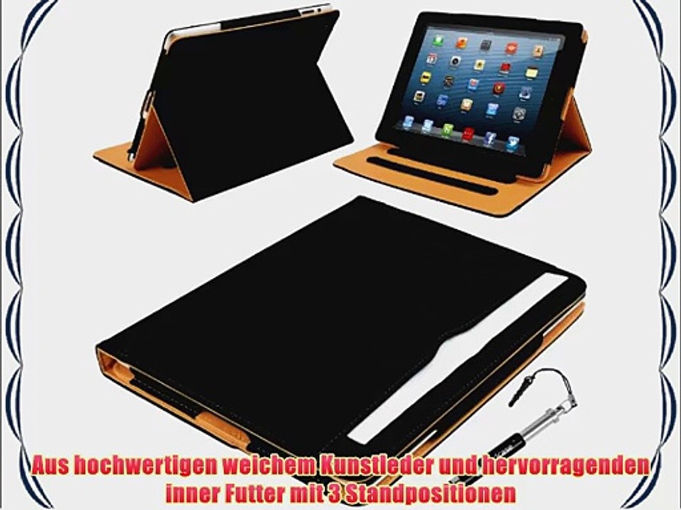 Elegante lederh?lle f?r Apple iPad 2 iPad 3 und iPad 4 mit Retina Display mit Dokument H?lse