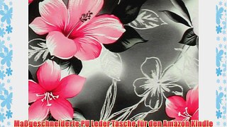 igadgitz 'Vintage Kollektion' Pink auf Schwarz Blumen PU Ledertasche H?lle f?r Amazon Kindle
