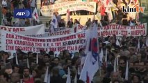 Protes kesatuan sekerja pro-Komunis Greek di Athens