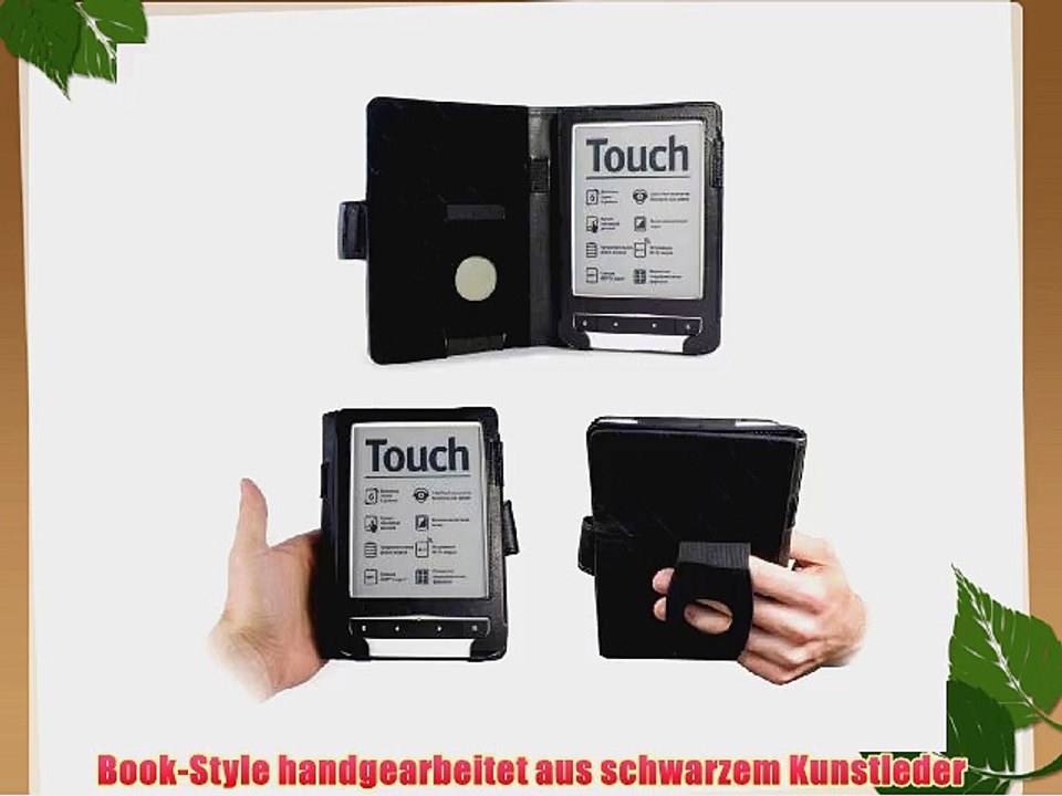 Tuff-Luv Embrace Plus Leder-Schutzh?lle mit Standbein f?r Pocketbook 622 Touch Schwarz