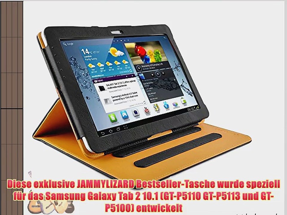 JAMMYLIZARD | Smart Case Ledertasche f?r Samsung Galaxy Tab 2 10.1 SCHWARZ