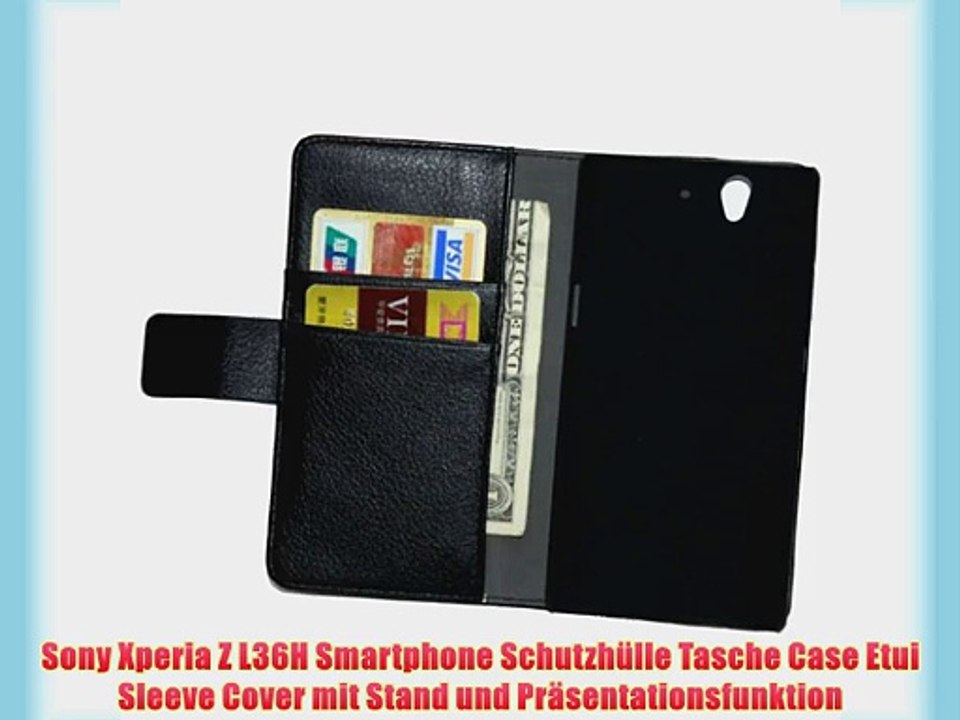 Sony Xperia Z L36H Smartphone Schutzh?lle Tasche Case Etui Sleeve Cover mit Stand und Pr?sentationsfunktion