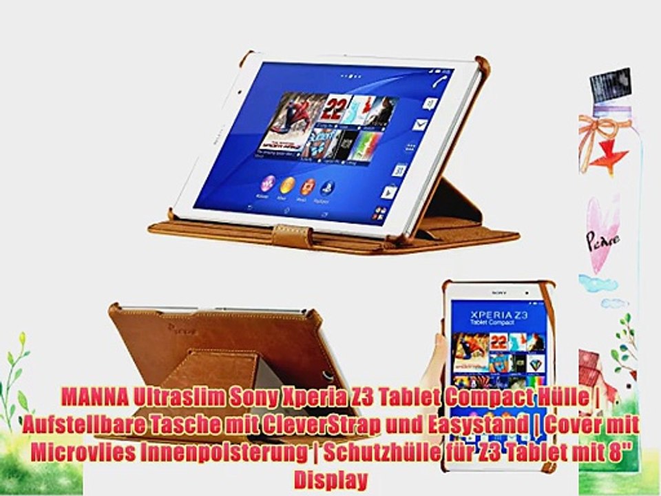 MANNA Ultraslim Sony Xperia Z3 Tablet Compact H?lle | Aufstellbare Tasche mit CleverStrap und