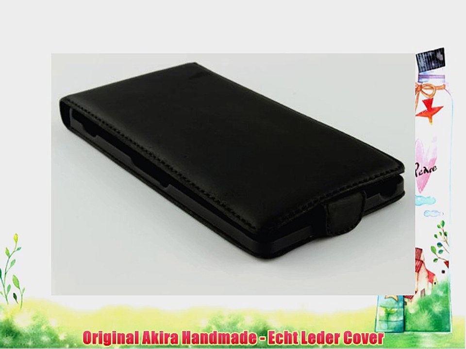 Original Akira Hand Made Echt Leder Sony Z1 Cover Handgemacht Case Schutzh?lle Etui Flip Wallet