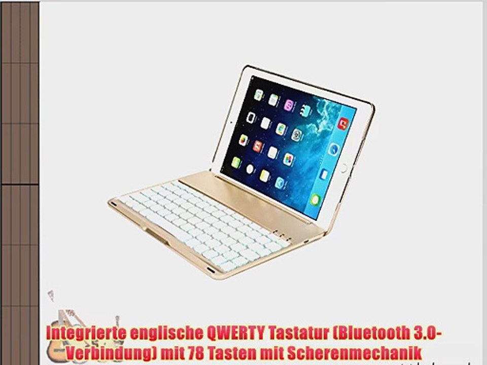 Cooper Cases(TM) NoteKee F8S Apple iPad Air 2 Klapph?lle mit Tastatur in Gold (Integrierte