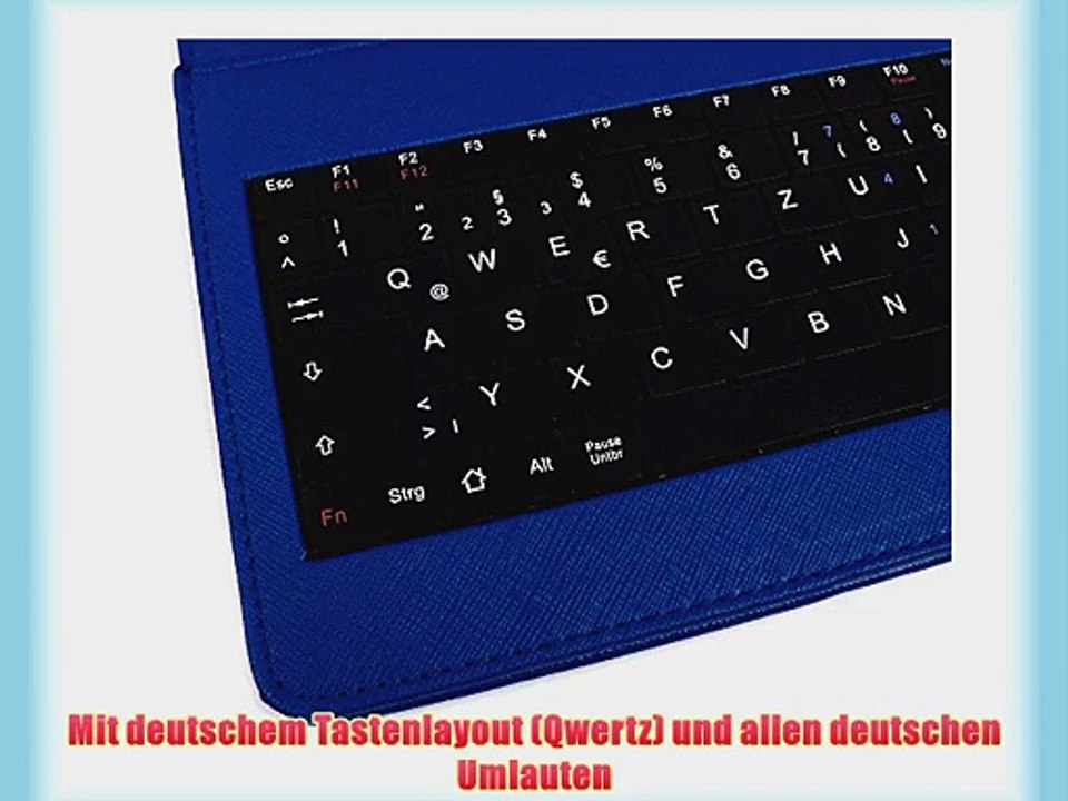 F?r 8 Zoll Medion LifeTab S8312 (MD 98989): Blaue Tableth?lle mit Standfu? und deutscher QWERTZ-Tastatur