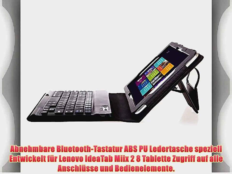 Kingtop Lenovo Miix 2 8 Windows 8.1 Bluetooth Tastatur PU Leder H?lle Keyboard Portfolio Case