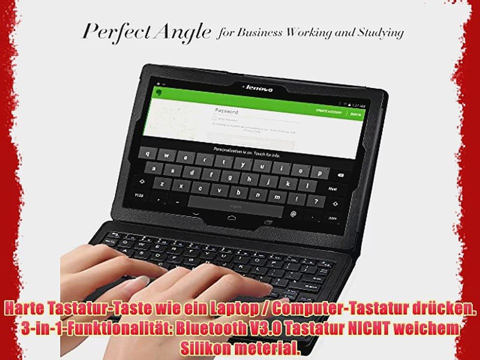 IVSO Lenovo TAB 2 A10-70L Bluetooth Tastatur (QWERTZ Tastatur)- mit Standfunction  Abnehmbare