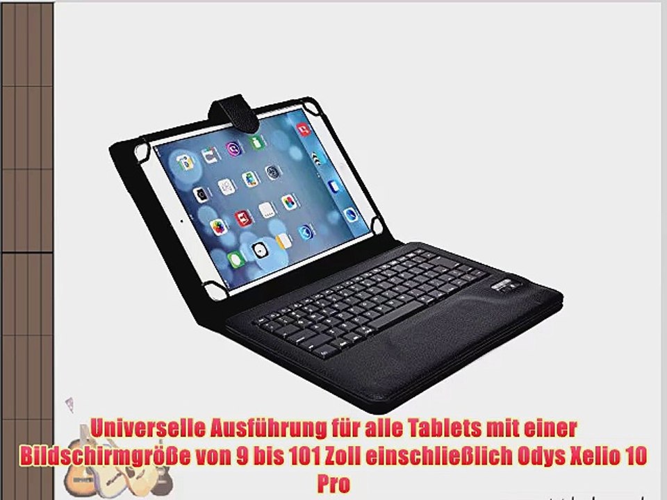 Cooper Cases(TM) Infinite Executive Odys Xelio 10 Pro Universal Folio-Tastatur in Schwarz (Lederh?lle