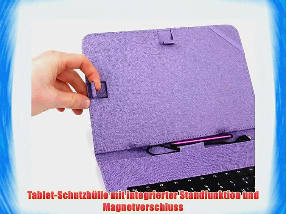 4 in 1 f?r Samsung Galaxy Tab 4 101: Deutsche Tastatur Tablet-H?lle (violett) Headphones und