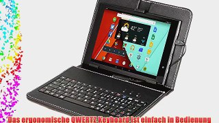 Navitech 9 Zoll Schwarz bycast Leder Stand mit deutschem Qwertz Keyboard mit Micro USB f?r