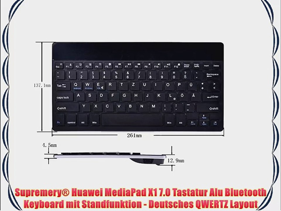 Supremery? Huawei MediaPad X1 7.0 Tastatur Alu Bluetooth Keyboard mit Standfunktion - Deutsches