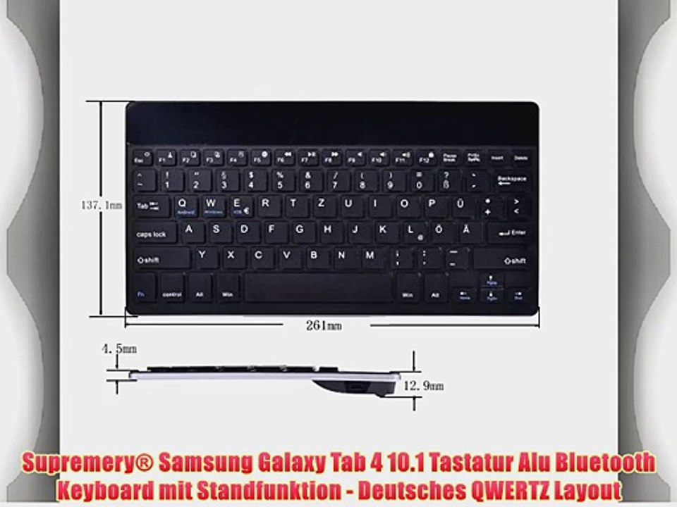 Supremery? Samsung Galaxy Tab 4 10.1 Tastatur Alu Bluetooth Keyboard mit Standfunktion - Deutsches