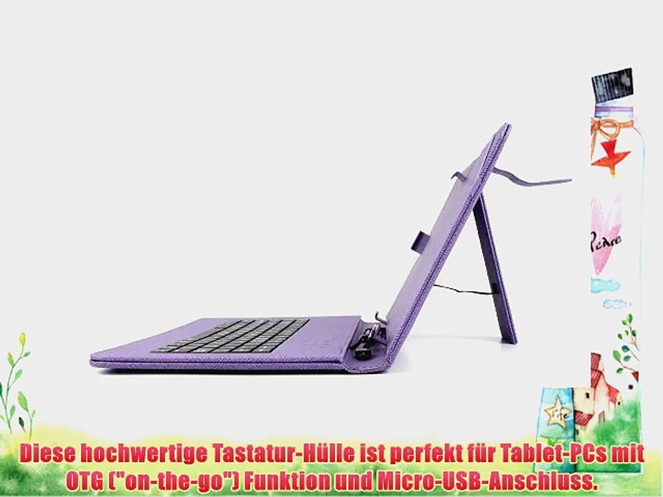 Elegante Tastatur-Schutzh?lle aus edlem Kunstleder (mit Standfunktion und Micro-USB-Anschluss)