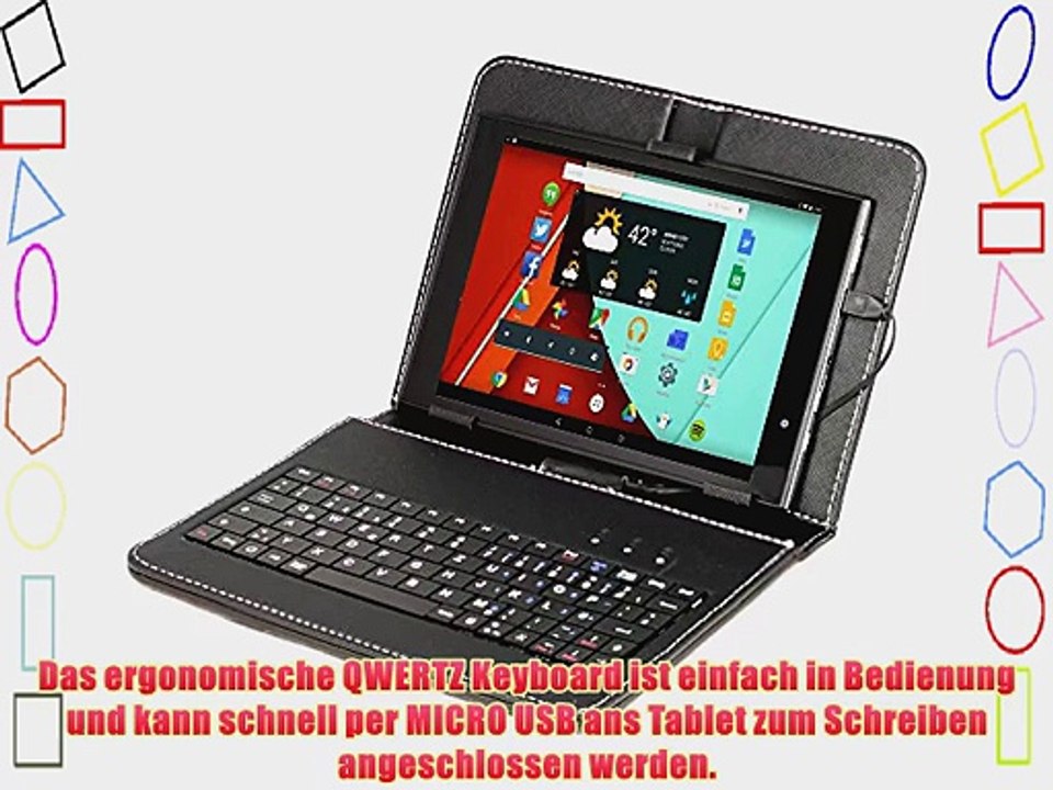Navitech Micro USB Keyboard mit deutschem QWERTZ Layout mit bycast Leder St?nder in Schwarz