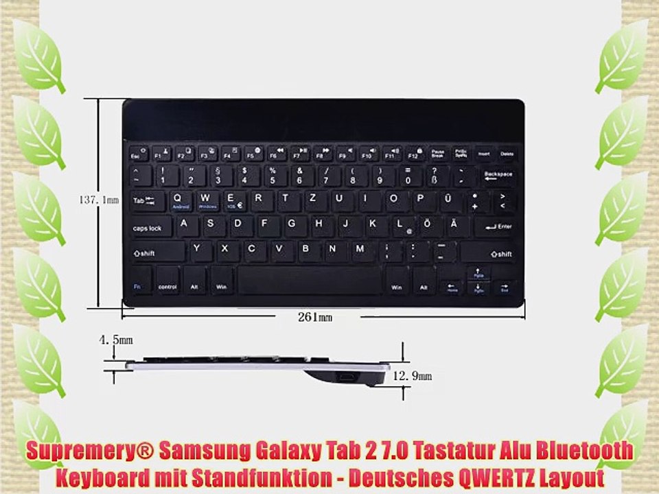 Supremery? Samsung Galaxy Tab 2 7.0 Tastatur Alu Bluetooth Keyboard mit Standfunktion - Deutsches