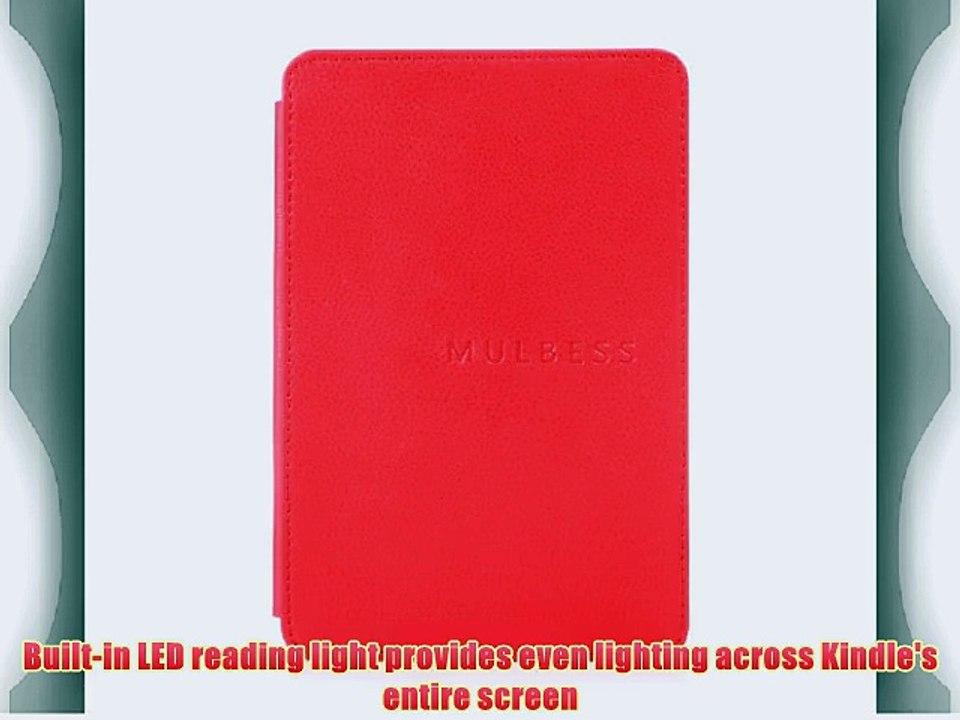 Mulbess Amazon Kindle 4 H?lle aus echtem Leder mit Leseleuchte f?r Kindle 4 Farbe Rot