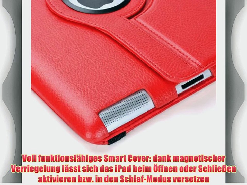 JAMMYLIZARD | 360 Grad rotierende Ledertasche H?lle f?r iPad 4 iPad 3 und iPad 2 ROT