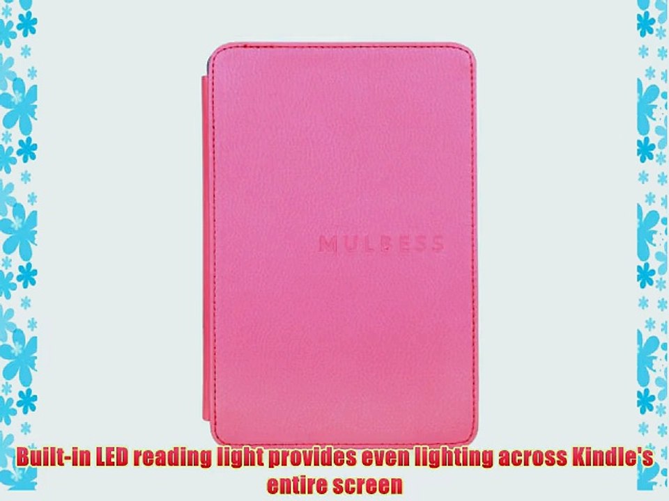 Mulbess Amazon Kindle 4 H?lle aus echtem Leder mit Leseleuchte f?r Kindle 4 Farbe Rosa