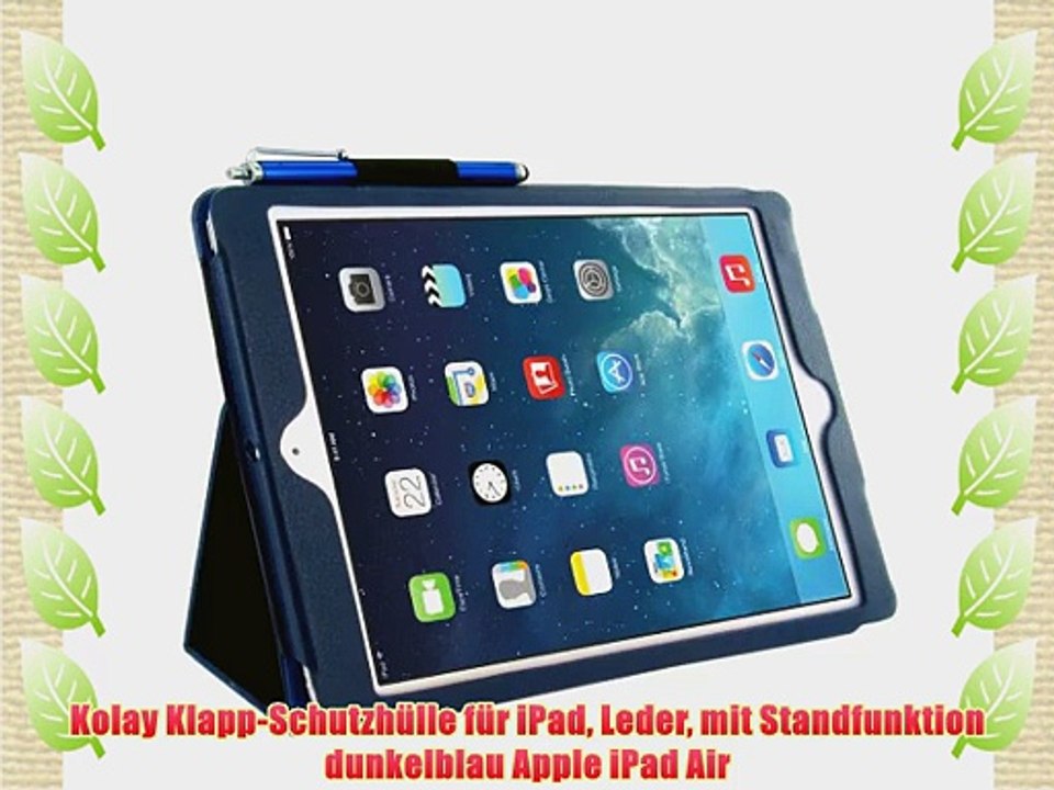 Kolay Klapp-Schutzh?lle f?r iPad Leder mit Standfunktion dunkelblau Apple iPad Air